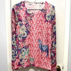 Sundance Catalog Whimsy Rose Llama Waffle T-shirt XL never worn